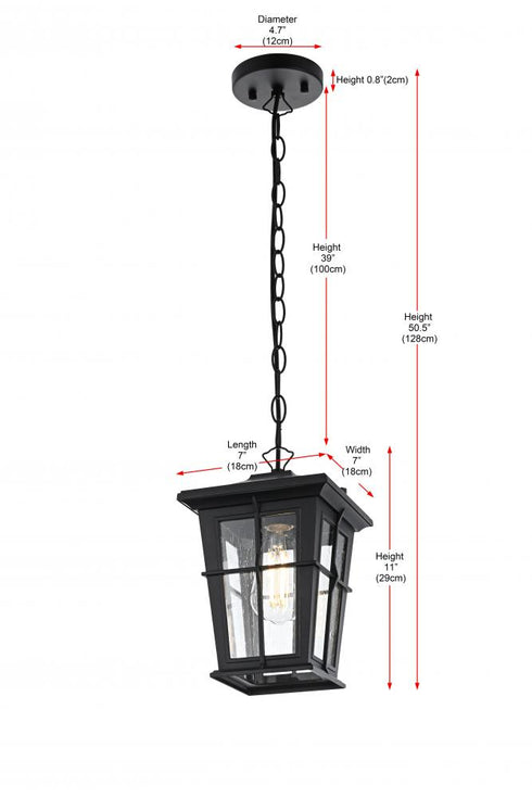 Elegant Lighting Bodine 7 inch Outdoor Pendant in Black Model: OD337H11BK