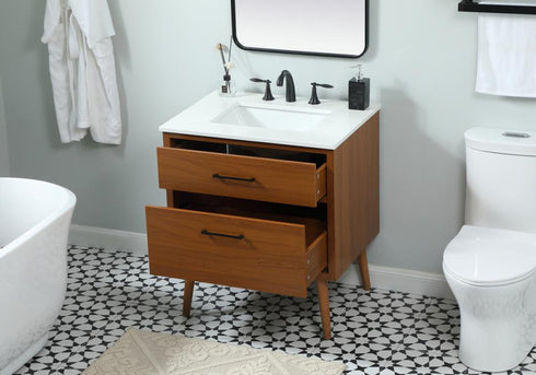 Elegant Lighting Boise 30 Inch Single Bathroom Vanity in Teak Model: VF41030MTK