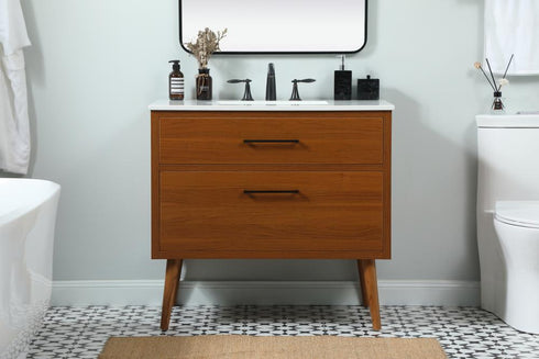 Elegant Lighting Boise 36 Inch Single Bathroom Vanity in Teak Model: VF41036MTK