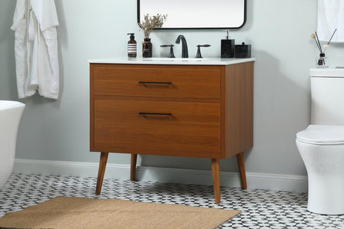 Elegant Lighting Boise 36 Inch Single Bathroom Vanity in Teak Model: VF41036MTK