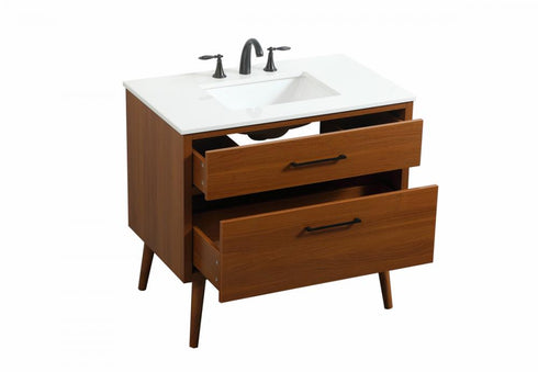 Elegant Lighting Boise 36 Inch Single Bathroom Vanity in Teak Model: VF41036MTK
