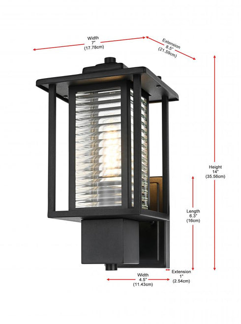 Elegant Lighting Bouvier 7 inch Outdoor Pendant in Black Model: OD344W14BK