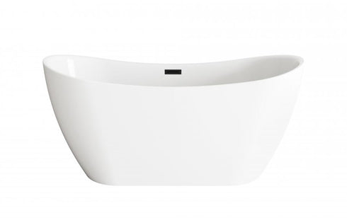 Elegant Lighting Bristol 59 inch Bathtub in Glossy White with Brushed Gold Trim Model: BT30459GW-BGD