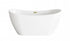 Elegant Lighting Bristol 59 inch Bathtub in Glossy White with Brushed Gold Trim Model: BT30459GW-BGD