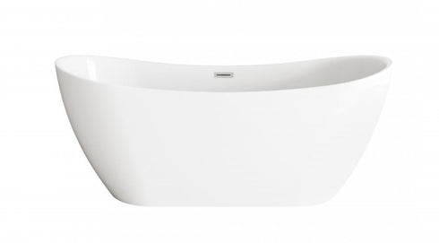 Elegant Lighting Bristol 67 inch Bathtub in Glossy White with Brushed Gold Trim Model: BT30467GW-BGD