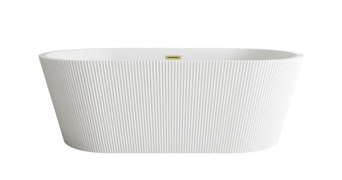Elegant Lighting Bryant 67 inch Bathtub in Glossy White with Brushed Gold Trim Model: BT30767GW-BGD