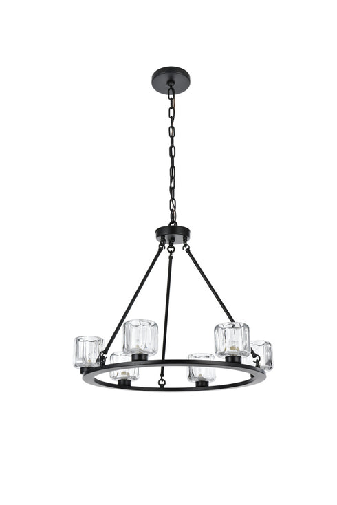 Elegant Lighting Cadence Pendant Light D26 Inch G9 Lt6 40 Watt Black in Black and Clear Finish Model: 5100D26BK