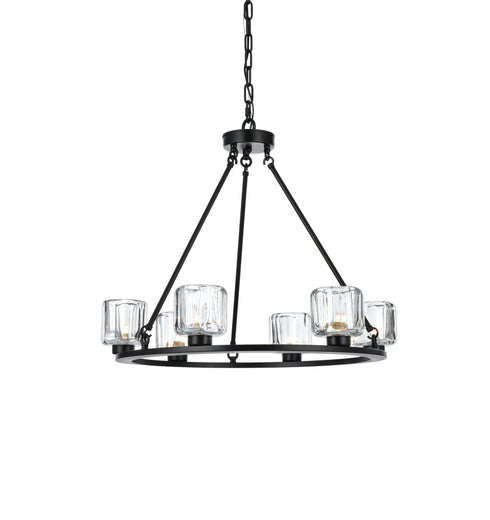 Elegant Lighting Cadence Pendant Light D26 Inch G9 Lt6 40 Watt Black in Black and Clear Finish Model: 5100D26BK