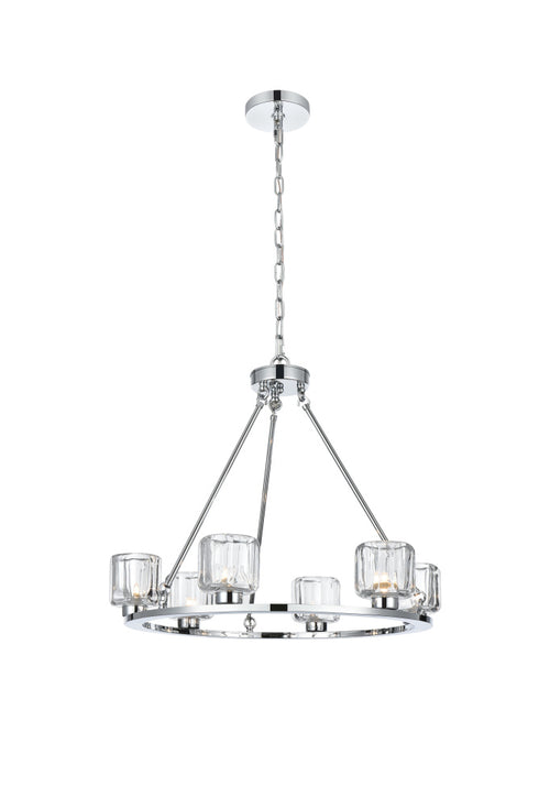 Elegant Lighting Cadence Pendant Light D26 Inch G9 Lt6 40 Watt Chrome in Chrome and Clear Finish Model: 5100D26C