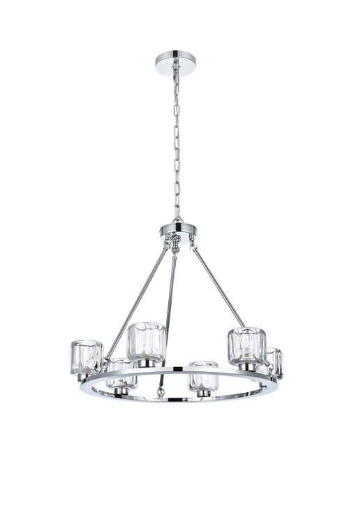 Elegant Lighting Cadence Pendant Light D26 Inch G9 Lt6 40 Watt Chrome in Chrome and Clear Finish Model: 5100D26C