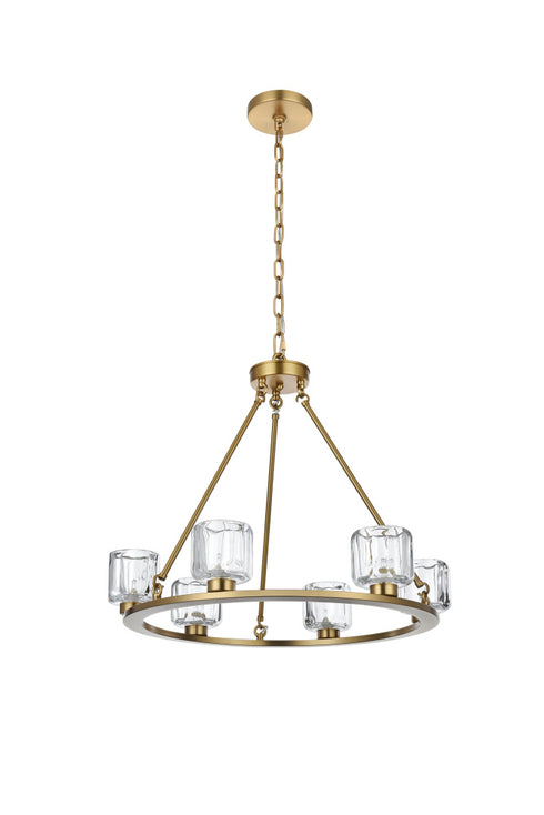 Elegant Lighting Cadence Pendant Light D26 Inch G9 Lt6 40 Watt Satin Gold in Satin Gold and Clear Finish Model: 5100D26SG