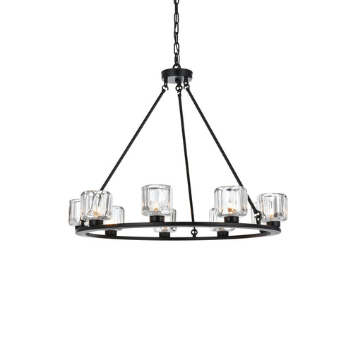 Elegant Lighting Cadence Pendant Light D32 Inch G9 Lt9 40 Watt Black in Black and Clear Finish Model: 5100D32BK