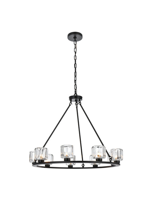 Elegant Lighting Cadence Pendant Light D32 Inch G9 Lt9 40 Watt Black in Black and Clear Finish Model: 5100D32BK