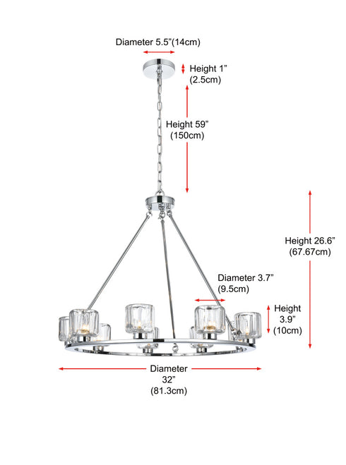 Elegant Lighting Cadence Pendant Light D32 Inch G9 Lt9 40 Watt Chrome in Chrome and Clear Finish Model: 5100D32C