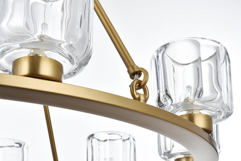 Elegant Lighting Cadence Pendant Light D32 Inch G9 Lt9 40 Watt Satin Gold in Satin Gold and Clear Finish Model: 5100D32SG