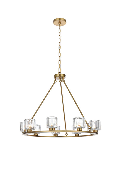 Elegant Lighting Cadence Pendant Light D32 Inch G9 Lt9 40 Watt Satin Gold in Satin Gold and Clear Finish Model: 5100D32SG