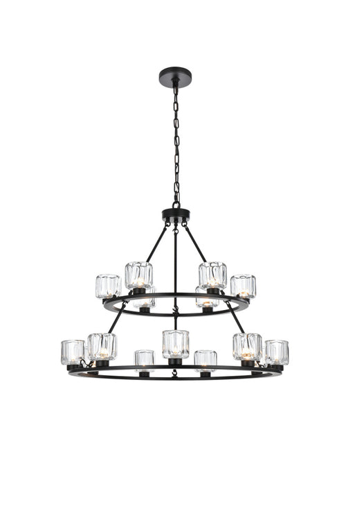 Elegant Lighting Cadence Pendant Light D36 Inch +26 Inch G9 Lt15 40 Watt Black in Black and Clear Finish Model: 5100L236BK