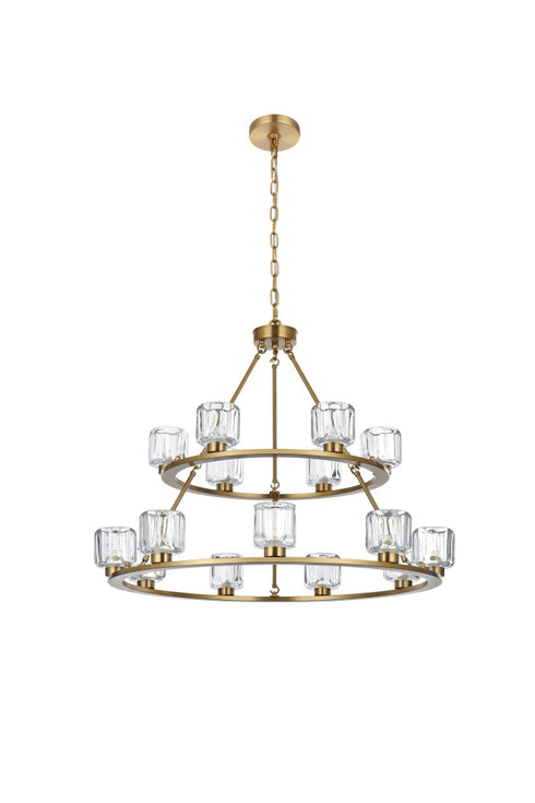 Elegant Lighting Cadence Pendant Light D36 Inch +26 Inch G9 Lt15 40 Watt Satin Gold in Satin Gold and Clear Finish Model: 5100L236SG