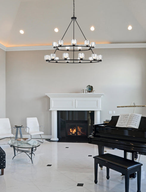 Elegant Lighting Cadence Pendant Light D36 Inch +48 Inch G9 Lt21 40 Watt Black in Black and Clear Finish Model: 5100L248BK