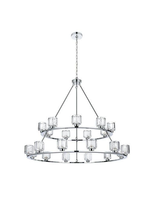 Elegant Lighting Cadence Pendant Light D36 Inch +48 Inch G9 Lt21 40 Watt Chrome in Chrome and Clear Finish Model: 5100L248C