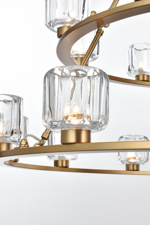 Elegant Lighting Cadence Pendant Light D36 Inch +48 Inch G9 Lt21 40 Watt Satin Gold in Satin Gold and Clear Finish Model: 5100L248SG