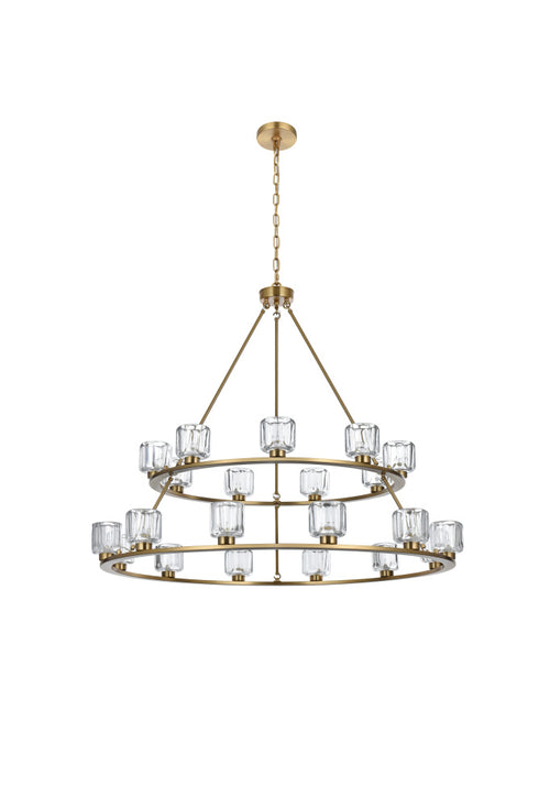 Elegant Lighting Cadence Pendant Light D36 Inch +48 Inch G9 Lt21 40 Watt Satin Gold in Satin Gold and Clear Finish Model: 5100L248SG