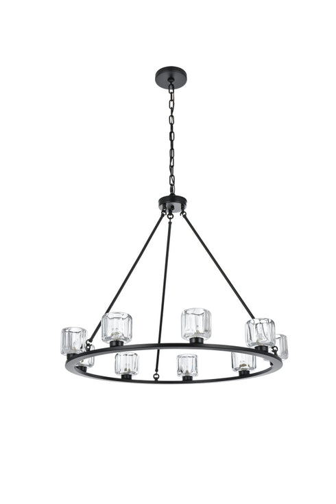 Elegant Lighting Cadence Pendant Light D36 Inch G9 Lt9 40 Watt Black in Black and Clear Finish Model: 5100D36BK