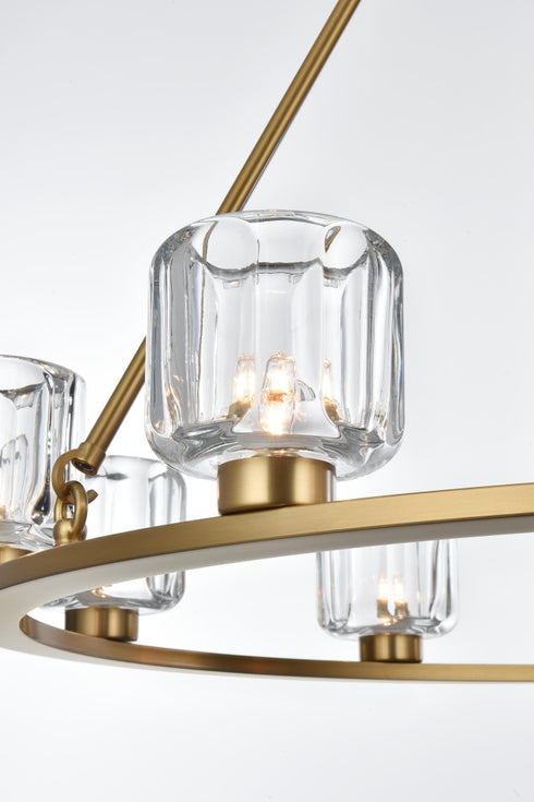 Elegant Lighting Cadence Pendant Light D36 Inch G9 Lt9 40 Watt Satin Gold in Satin Gold and Clear Finish Model: 5100D36SG