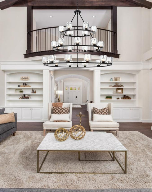 Elegant Lighting Cadence Pendant Light D48 Inch +36 Inch +26 Inch G9 Lt27 40 Watt Black in Black and Clear Finish Model: 5100L348BK