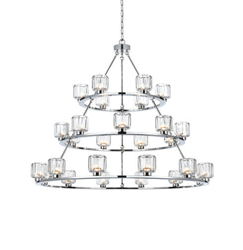 Elegant Lighting Cadence Pendant Light D48 Inch +36 Inch +26 Inch G9 Lt27 40 Watt Chrome in Chrome and Clear Finish Model: 5100L348C
