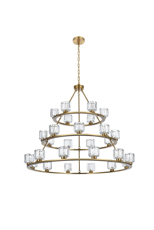 Elegant Lighting Cadence Pendant Light D48 Inch +36 Inch +26 Inch G9 Lt27 40 Watt Satin Gold in Satin Gold and Clear Finish Model: 5100L348SG