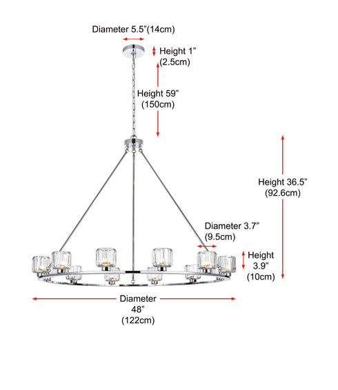 Elegant Lighting Cadence Pendant Light D48 Inch G9 Lt12 40 Watt Chrome in Chrome and Clear Finish Model: 5100D48C