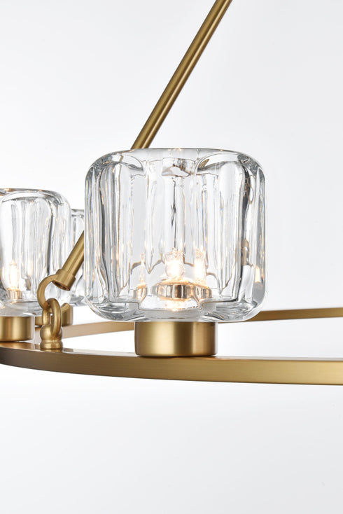 Elegant Lighting Cadence Pendant Light D48 Inch G9 Lt12 40 Watt Satin Gold in Satin Gold and Clear Finish Model: 5100D48SG