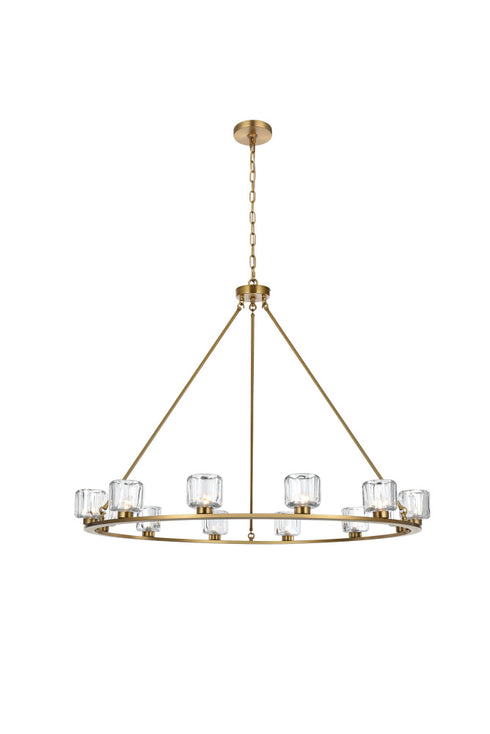 Elegant Lighting Cadence Pendant Light D48 Inch G9 Lt12 40 Watt Satin Gold in Satin Gold and Clear Finish Model: 5100D48SG