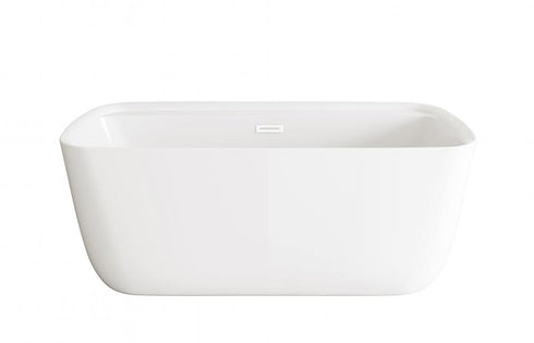Elegant Lighting Calum 59 inch Soaking Bathtub in Glossy White with Brushed Gold Trim Model: BT10559GW-BGD