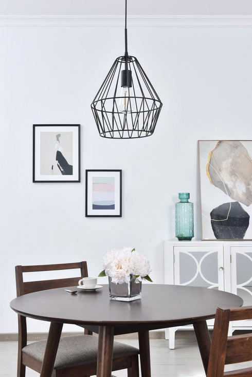 Elegant Lighting Candor 1 light black Pendant Model: LD4008D11BK