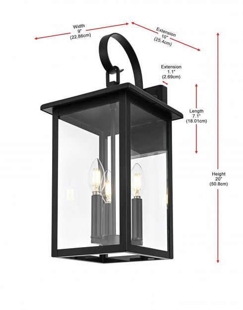 Elegant Lighting Carisle 7 inch Outdoor Pendant in Black Model: OD325W20BK
