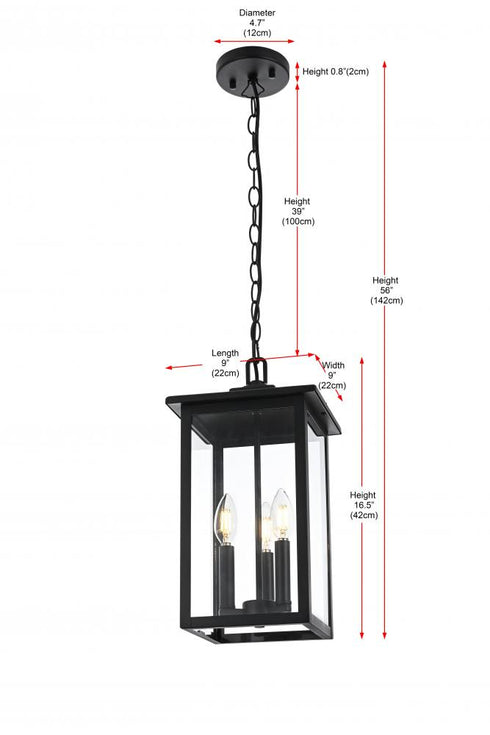 Elegant Lighting Carlisle 7 inch Outdoor Pendant in Black Model: OD325H17BK