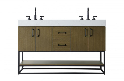 Elegant Lighting Caroline 54 inch Double Bathroom Vanity in Chestnut Brown Model: VF29254DMCB