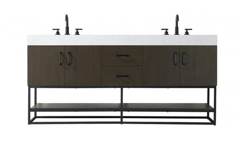 Elegant Lighting Caroline 72 inch Double Bathroom Vanity in Chestnut Brown Model: VF29272DMCB