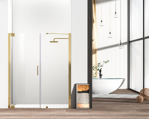Elegant Lighting Carson Semi frameless Hinged Shower Door 48x72 in Brushed Gold Model: SD404-4872BGD