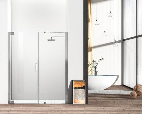 Elegant Lighting Carson Semi frameless Hinged Shower Door 48x72 in Brushed Gold Model: SD404-4872BGD