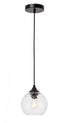 Elegant Lighting Cashel 1 light in Black and Clear glass pendant Model: LD2280