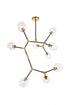 Elegant Lighting Cavoli 9 light in Light Antique Brass and Flat Black Pendant Model: 1712G79LAB
