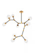 Elegant Lighting Cavoli 9 light in Light Antique Brass and Flat Black Pendant Model: 1712G79LAB