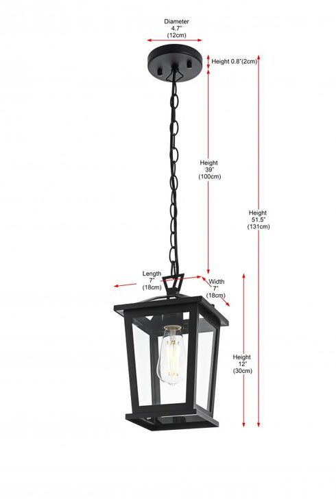 Elegant Lighting Cayman 7 inch Outdoor Pendant in Black Model: OD332H12BK