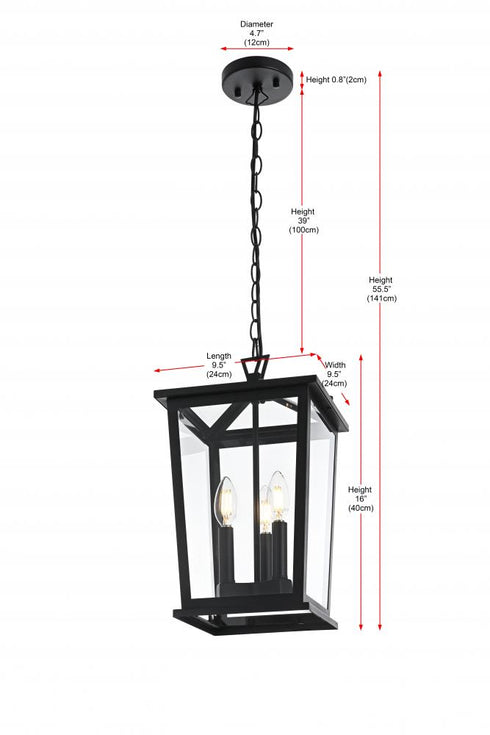 Elegant Lighting Cayman 7 inch Outdoor Pendant in Black Model: OD332H16BK