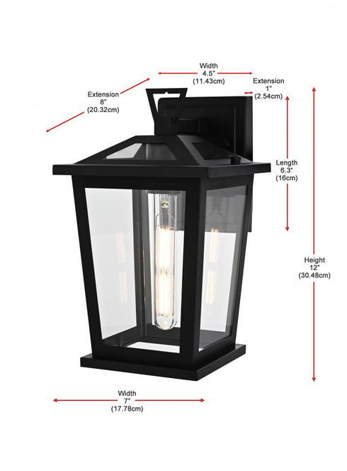 Elegant Lighting Cayman 7 inch Outdoor Pendant in Black Model: OD332W12BK