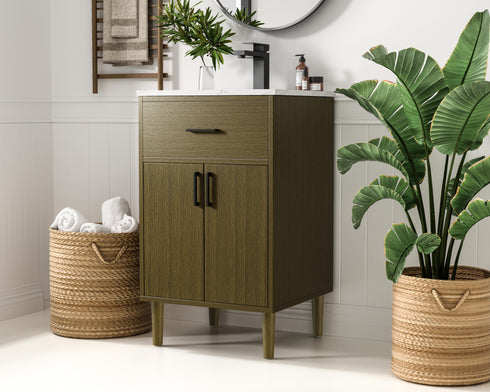 Elegant Lighting Chandler Vanity Cabinet 2Dr W20 Inch xD19 Inch xH34 Inch in Chestnut Brown Model: VF25020MCB