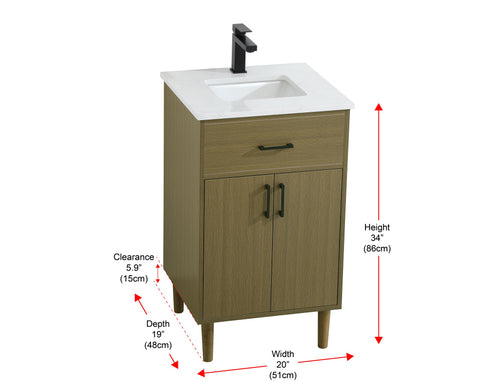 Elegant Lighting Chandler Vanity Cabinet 2Dr W20 Inch xD19 Inch xH34 Inch in Chestnut Brown Model: VF25020MCB